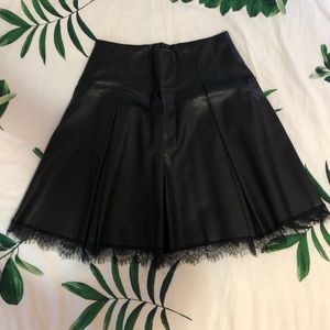 Zara faux leather skirt w/ lace trim